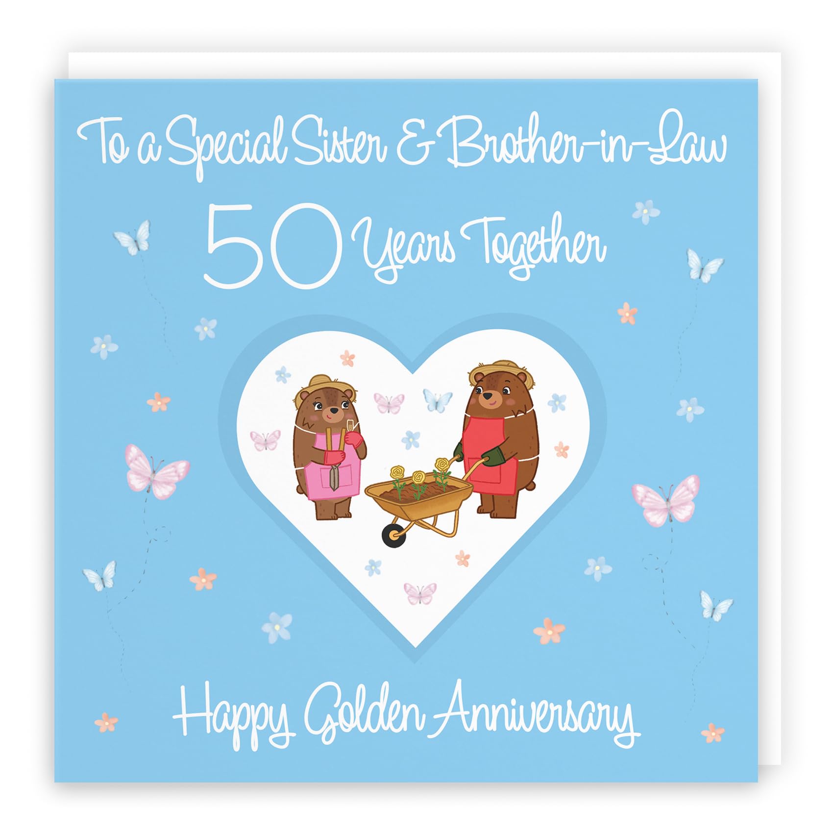 Hunts England - Sister & Brother-in-Law 50th Anniversary Card - 50 Years - Golden Anniversary - Romantic Meadows - Fun Card - 50th Anniversary Card For Sister And Brother-in-Law — image 1