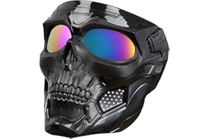 PLOOTA Airsoft Mask Full Face with HD Goggle Skull Skeleton Paintball Mask for Halloween Cosplay Paintball Game Props Party Tactical Mask