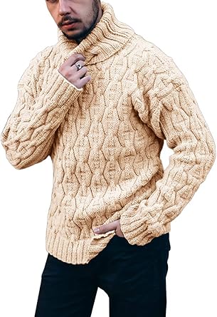 Karlywindow Mens Cable Knit Turtleneck Sweater Long Sleeve Solid Fall Winter Chunky Pullover At Amazon Men S Clothing Store