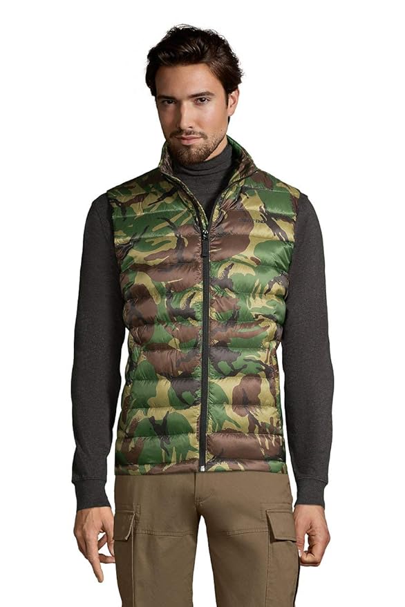 Buy Lands' End Mens 600 Down Vest Sienna Brown Camo Regular XXLarge at