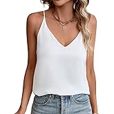 Evera B Womens V Neck Spaghetti Strap Tank Tops Dressy Casual Camisole Blouses Sleeveless Loose Cami Basic Tank Shirt