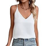 Evera B Womens V Neck Spaghetti Strap Tank Tops