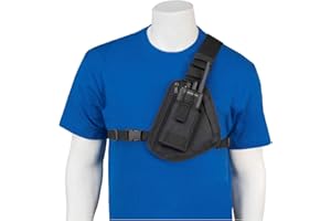 HOLSTERGUY RCH-100 Radio Chest Harness Chest Pack Shoulder Radio Holster with Single Radio Pouch for Motorola Handheld Two-Way Radios and Walkie Talkies RCH-100 Made in USA Black
