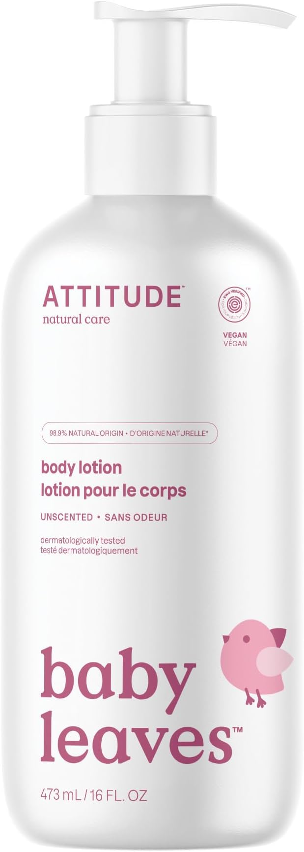 ATTITUDE Baby Lotion EWG Verified Unscented Moisturizing Cream 473 mL