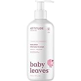 ATTITUDE Baby Lotion, EWG Verified Moisturizer, Dermatologically Tested Moisturizing Cream, Vegan and Cruelty-Free, Unscented, 16 Fl Oz
