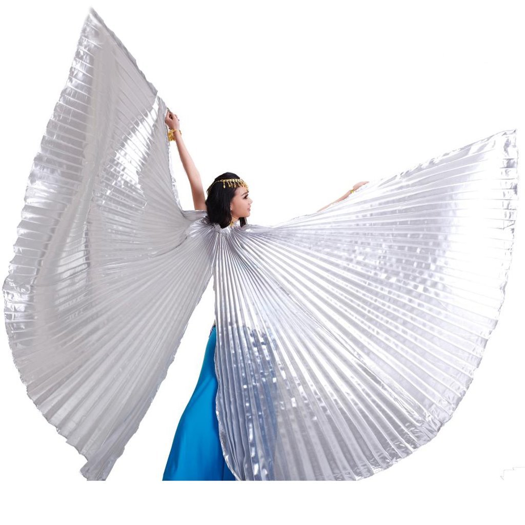 Photo 1 of (USED/FAIR) Pilot-Trade Women's Egyptian Egypt Belly Dance Costume Bifurcate Isis Wings, Silver, One Size