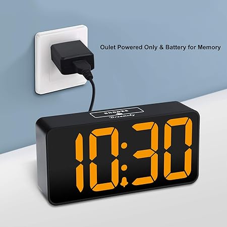 Amazon Com Dreamsky Compact Digital Alarm Clock With Usb Port For Charging Adjustable Brightness Dimmer Bold Digit Display 12 24hr Snooze Adjustable Alarm Volume Small Desk Bedroom Bedside Clocks Home Audio Theater