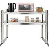 Vintoro 2 Tier Adjustable Shelf Storage, Floor Standing Double Overshelf Work Table, Stainless Steel Heavy Duty Shelving, Com