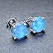 JunXin Three Color Round Cut Opal Stud Earring 7.5MM (Blue)