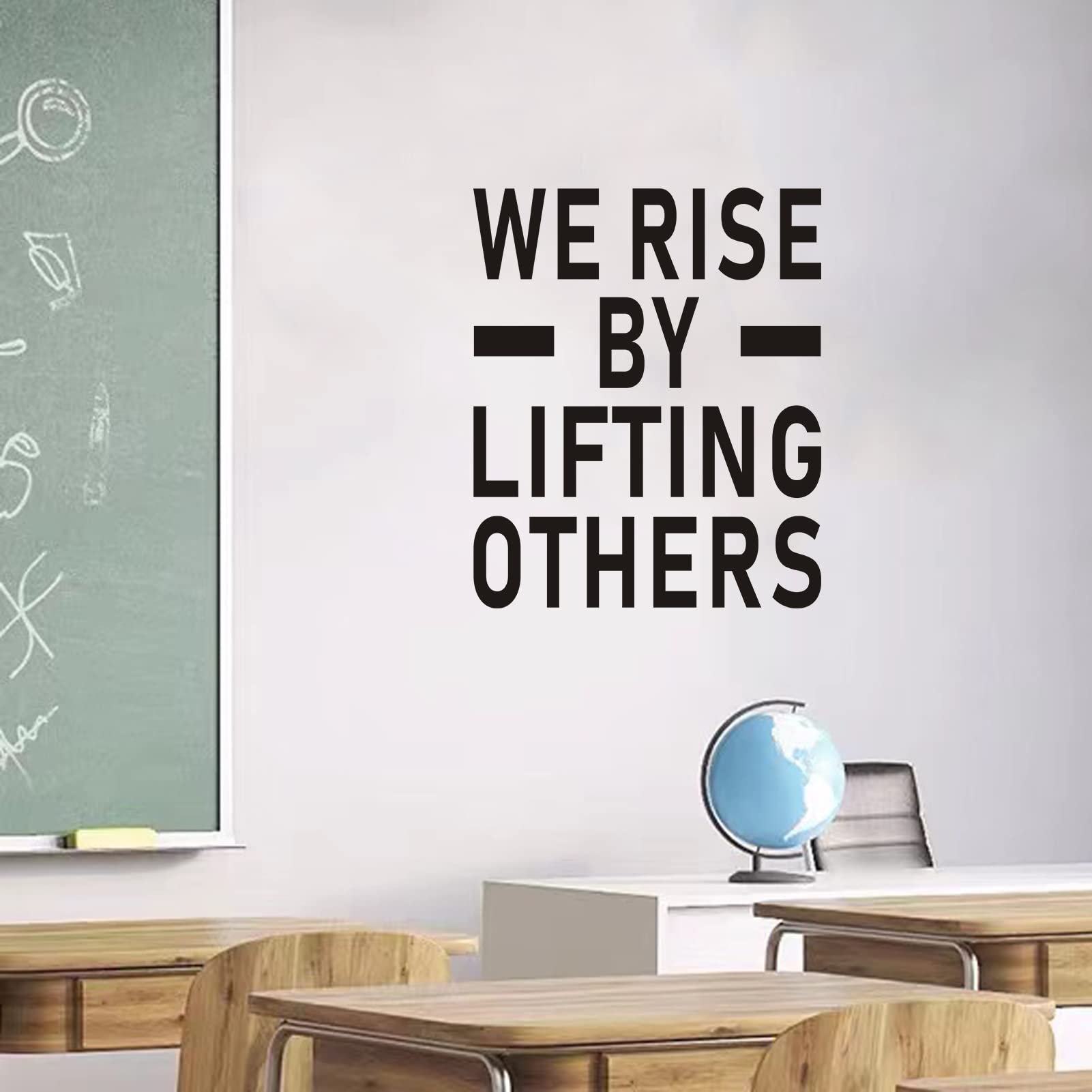 Inspirational Quotes Wall Decals for Classroom: Motivational Office Bedroom Gym School Vinyl Art Wall Stickers - We Rise by Lifting Others 24"X29" — image 1
