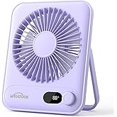 WHATOOK Small Desk Fan Personal Fans: 5000mah 25 Hours Battery Office Quiet Mini Desktop Fan Portable Rechargeable Travel Essentials (Purple, 2000 mAh)