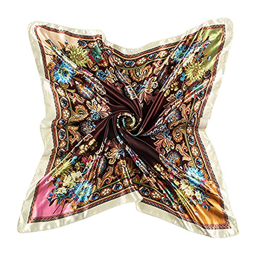 Sanwood Neckerchief Women's Large Square Scarf Headdress (Coffee)
