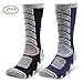 Mens Women Ski Cotton Socks High Performance Thick Warm Wicking Crew Socks for Snowboard Hiking Sports(Long, Black&Blue)