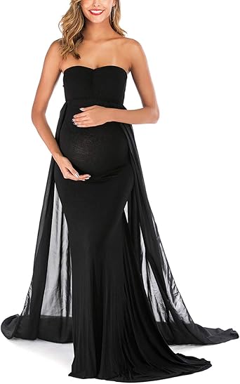 maternity strapless shoulder photoshoot dress