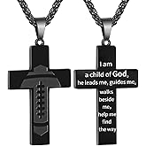 GLITTO Football Cross Necklace for Kids Men Teen Boys Boyfriend Husband, Inspirational Bible Verse Religious Christian Gift
