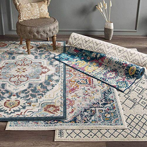 KSANA Area Rug 8mm Pile Height with Jute Backing Medallion Carpet for Entry, 2'2"× 4', Bedrooms, Kitchens