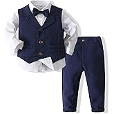 Kimocat Baby Boys Gentleman Bowtie Formal Outfit Suits Tuxedo Vest Wedding Party Suit