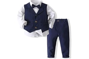 Kimocat Baby Boys Gentleman Bowtie Formal Outfit Suits Tuxedo Vest Wedding Party Suit