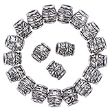 eBoot Hair Beads Dreadlocks Beads Ancients Dread Locks Tube Hair Decoration Braiding Hair Jewelry, Silver Color, 20 Pieces