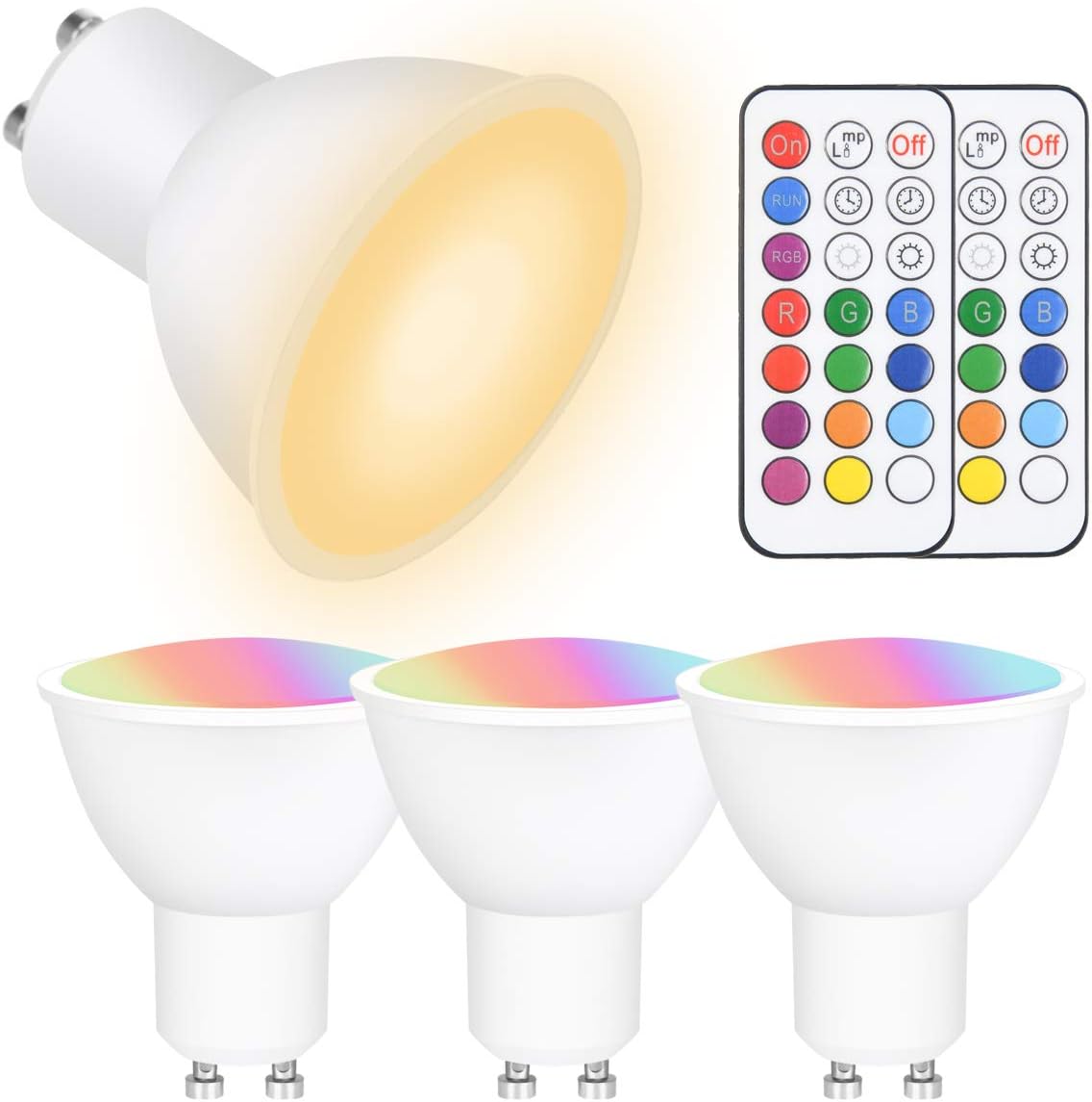 Vicloon GU10 LED Bulbs, 4 Pcs Colour Changing GU10 LED RGB Light, RGB