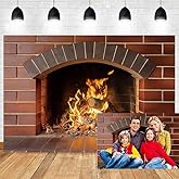 OERJU 5x3ft Burning Firewoods Backdrop Blazing Fire Flaming Woods Warm Fireplace Photography Background Camping Barbeques Party Winter Christmas Party Decor Kids Adult Photo Shoot Vinyl Studio Props