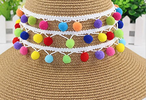 YYCRAFT Rainbow Pom Pom Ball fringe Trim Ribbon Sewing(5 Yards)