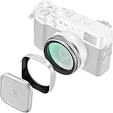 K&F CONCEPT (Silver Frame) MC UV Filter + Metal Square Hood + Magnetic Lens Cap Kits Compatible with Fujifilm X100 Series Accessories (X100, X100S, X100F, X100T, X100V, X100VI)-28 Multi-Coatings