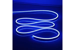 OWOFYDR LED Neon Lights Flexible Blue 16.4FT/5M 12V DC Waterproof Flexible LED NEON Light for Indoors Outdoors Decorm [ No Power Adapter]