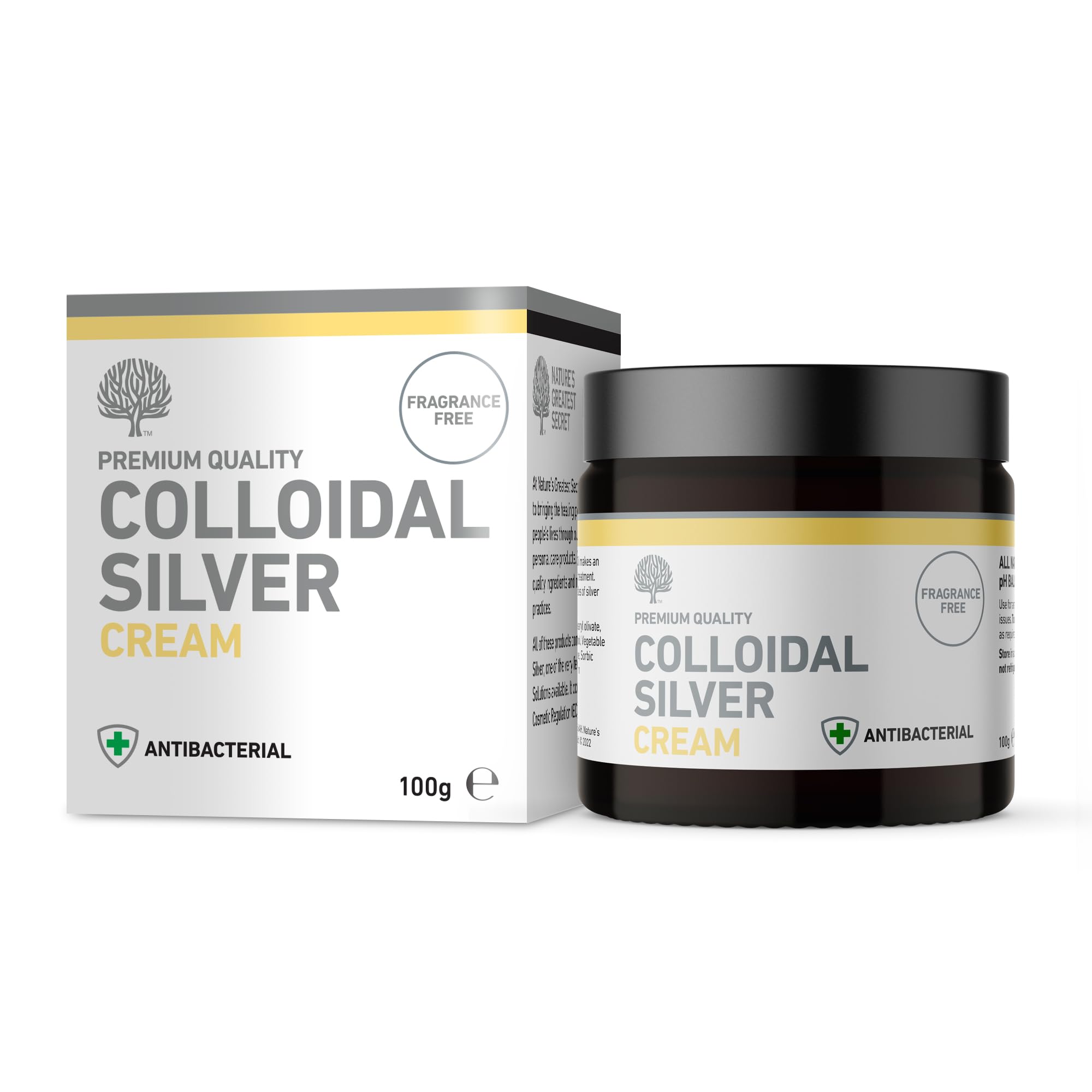 Nature’s Greatest Secret Colloidal Silver Antibacterial Cream 100g | 81% True Colloids | Natural | EU Cosmetic Compliant | UK Made