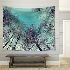 The Line of Trees Against The Clean Sky. - Fabric Wall Tapestry Home Decor - 51x60 inches