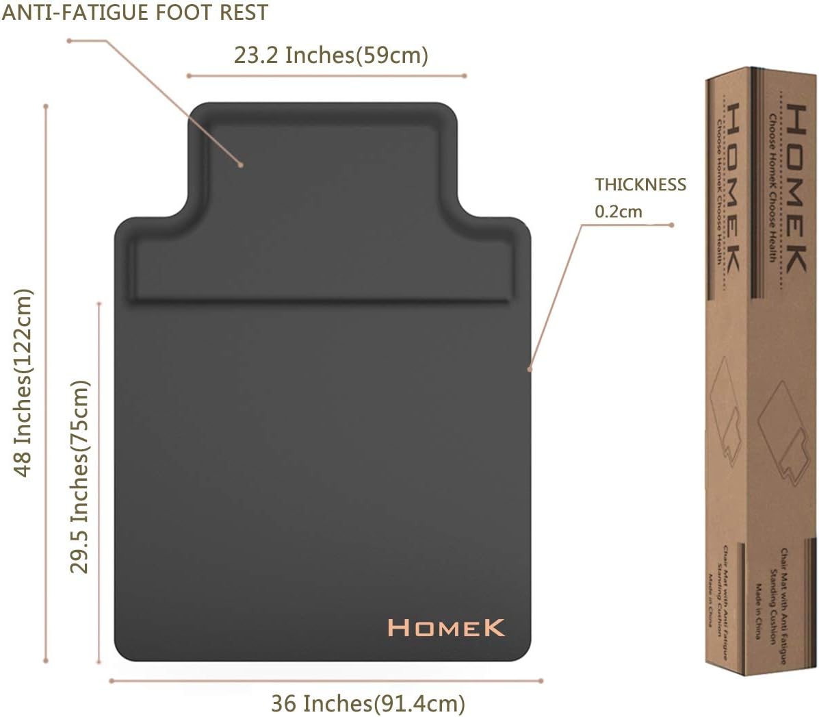 Homek Office Chair Mat for Hardwood Floor with Footrest - Standing Desk Anti Fatigue Mat : Office Products