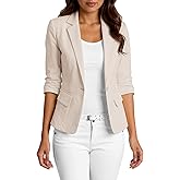 Mina Self 2026 Women's Summer 3/4 Sleeve Linen Blazer - Lightweight Fully-Lined Slim Elegant Casual Work Jacket with Pockets