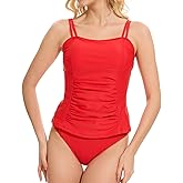 Zaverse Women's Ruched Tankini Swimsuits Two Piece Full Coverage Slim Swim Suits with High Waisted Bottom