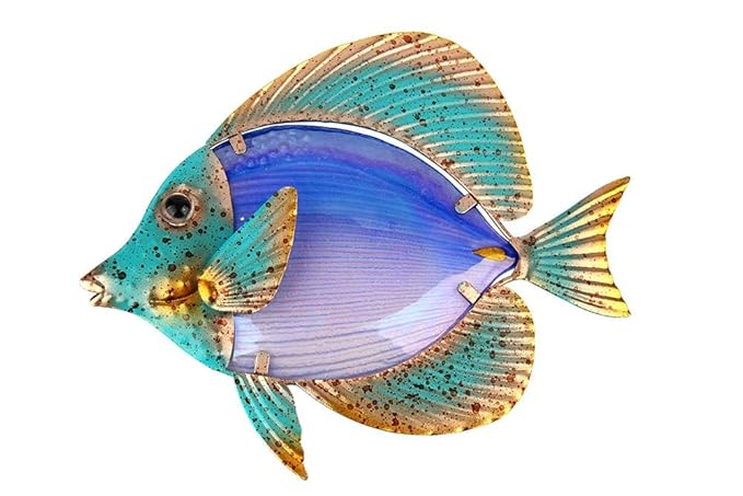 Liffy Metal Fish Wall Art Outdoor Decor Glass