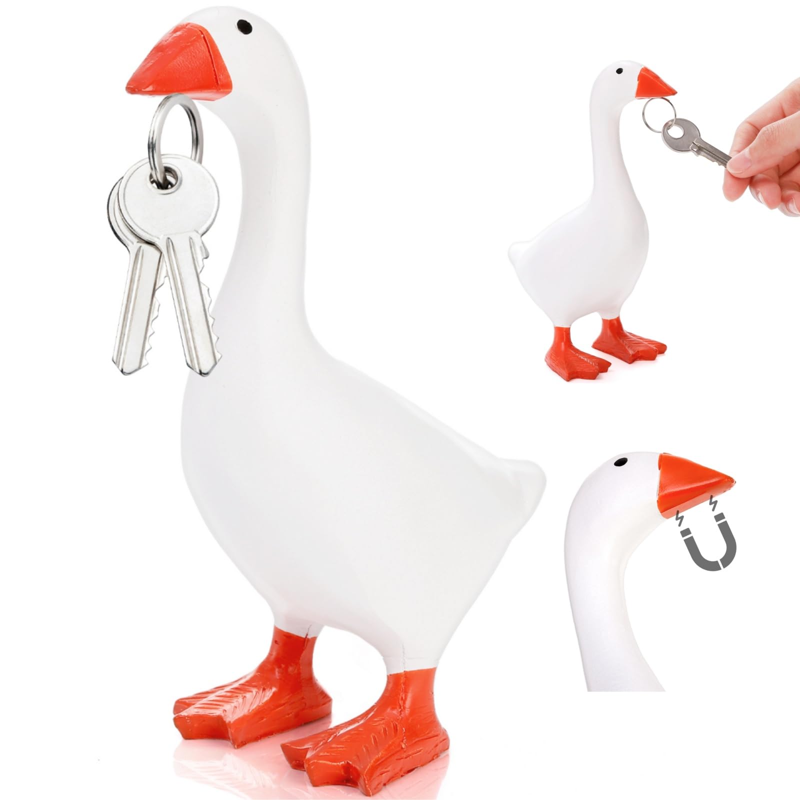 Photo 1 of Tlence Magnetic Goose Key Holder, Resin Goose Statue for Key Hanger, Kawaii Duck Magnetic Tool Figurines, Funny Keychain Hanging Rack for Home Office Table Decor, Housewarming Gifts for Women Men
