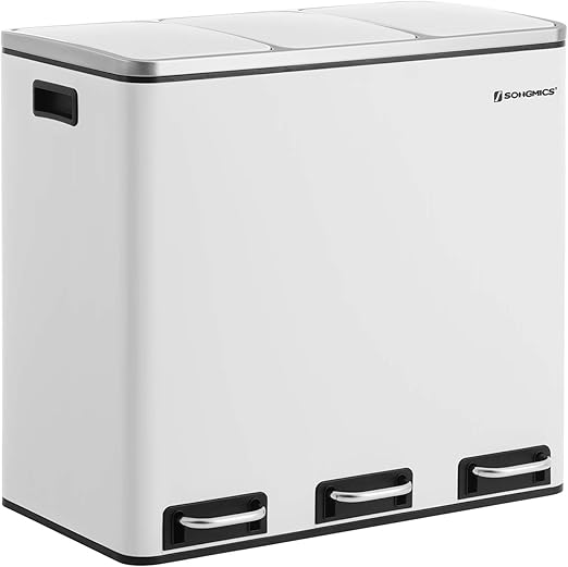 LOVIVER Schmaler Mülleimer Mit Druckdeckel - Platzsparend Für Küche & Bad, 28x13,5x27,3 Cm, Dunkelgrün