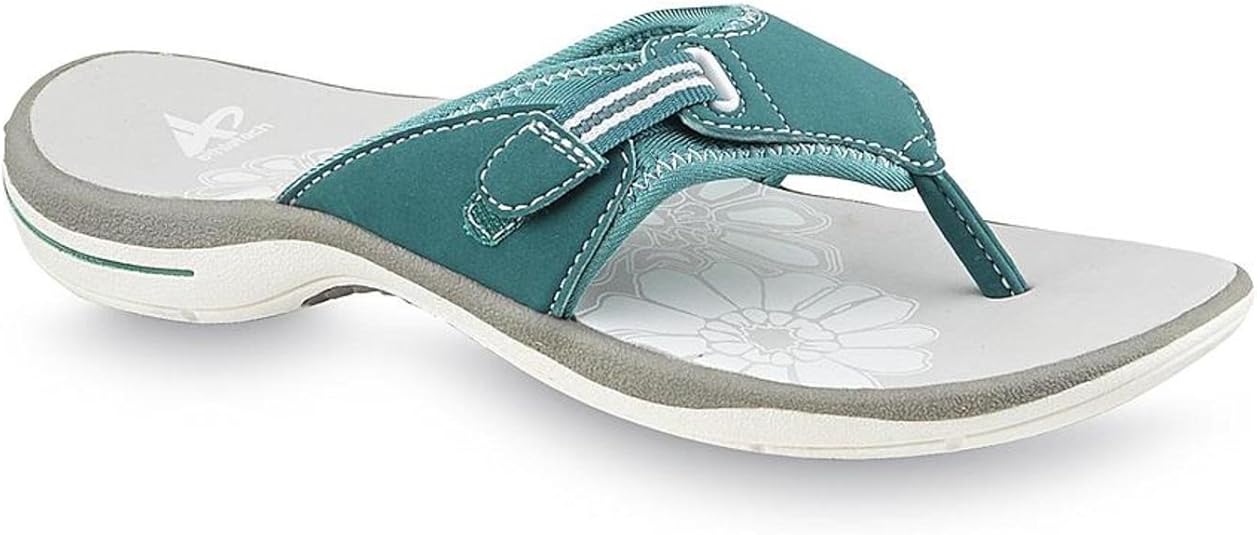 Amazon.com | Athletech Women's Ellen Green/Gray Thong Sandal (9.5m
