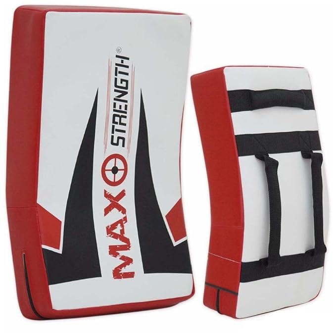MAXSTRENGTH Training Ausrüstung MMA Gebogen Strike Shield Boxsack – Weiß/Schwarz/Rot
