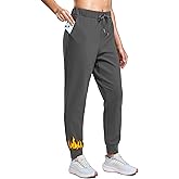 SANTINY Women's Fleece Lined Joggers Pockets Drawstring Waterproof Sweatpants Thermal Ski Running Winter Hiking Pants Women