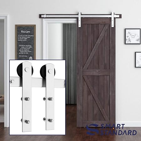 Smartstandard 5ft Heavy Duty Nickel Sliding Barn Door Hardware Kit