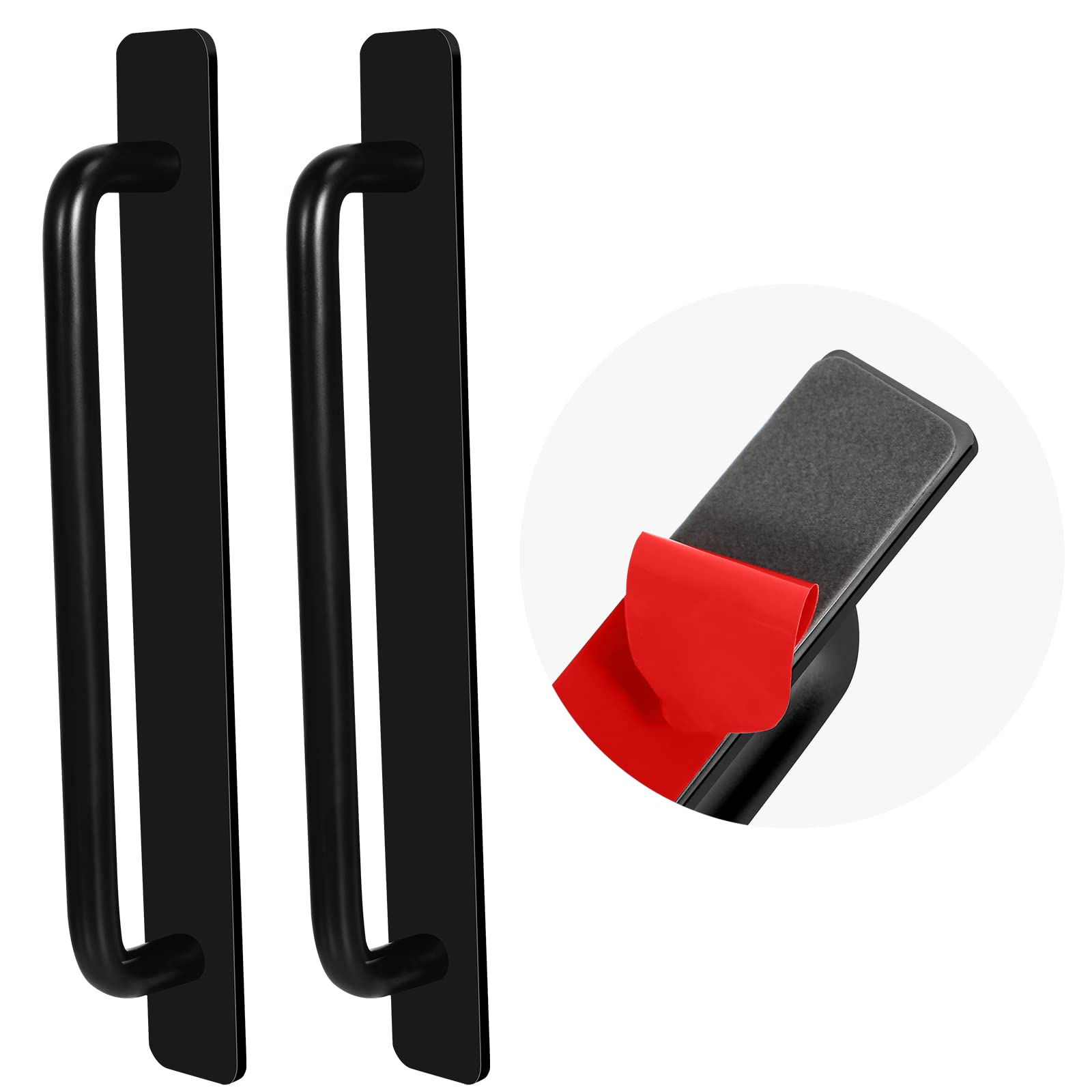 Photo 1 of 2pcs Self-Stick Instant Cabinet Drawer Handles Pulls | Aluminum Alloy Drawer Push Pull Handles Helper with Adhesive Door Handle for Kitchen Cabinet Drawer Window Sliding Closet (Black, Small(147mm))
