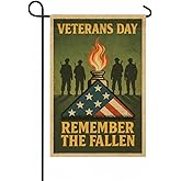FLAGMEUP8386 Memorial Veteran Garden Flag 12x18 In Doublesided Remember the Fallen US Military Service Tribute Display for Veterans Day Memorial Day Patriot Day Outdoor Yard Cemetery Decor