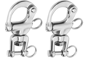 Micro Traders 2Pcs 316 Stainless Steel Snap Shackles Heavy Duty Swivel Eye Snap Shackle Marine Swivel Shackle for Sailboat Sp