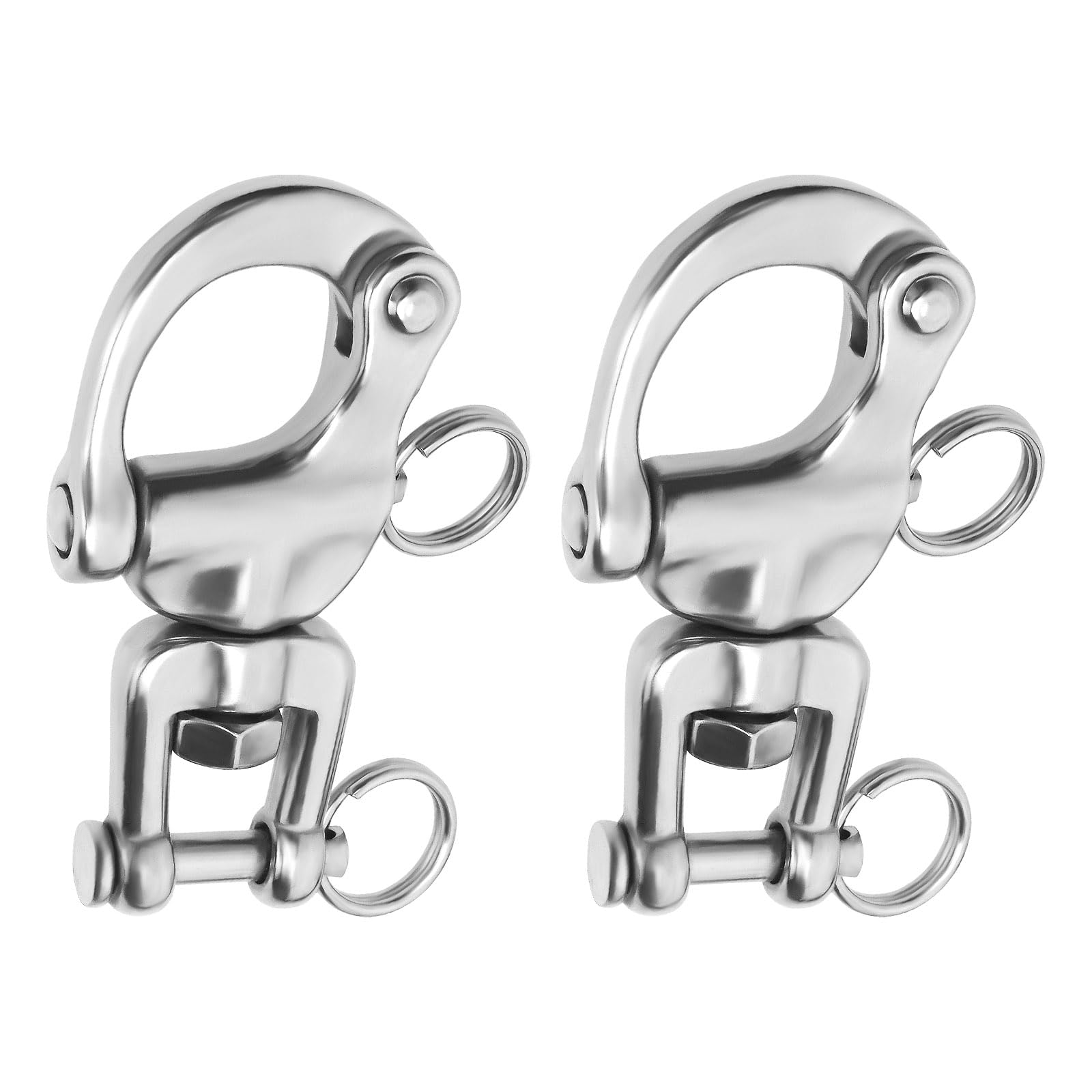 Be In Your Mind 2Pcs 316 Stainless Steel Snap Shackles Heavy Duty Swivel Eye Snap Shackle Marine Swivel Shackle for Sailboat Spinnaker Halyard 70mm