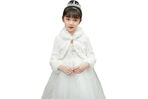 Icegrey Girls Princess Faux Fur Winter Wraps Shawl Kids Bolero Cardigan Dress Coat Wedding Party Dress Up
