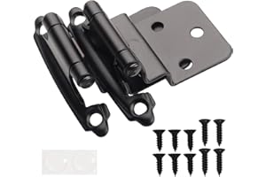 DecoBasics 3/8" Inset Cabinet Hinges Black (25 Pair -50 Pcs) Offset Self Closing Matte Black Cabinet Hinges for Kitchen Cabinets w/Bumpers & Upgraded Screws