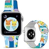 Sjiangqiao Compatible with Apple Watch Band Pikacu Mermaid Fish 49mm/46mm/45mm/44mm/42mm(Series 3 2 1) Soft Silicone Fancy Strap Compatible with iWatch Series SE 10 9 8 7 6 5 4 3 2 1 Kids Men Women