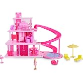 Barbie The Movie Mini Dreamhouse&trade; Playset, Pink, Multi-Level Dollhouse with Pool, Slide, and Accessories