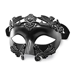 MYSEUNI Black Masquerade Mask for Men - Greek