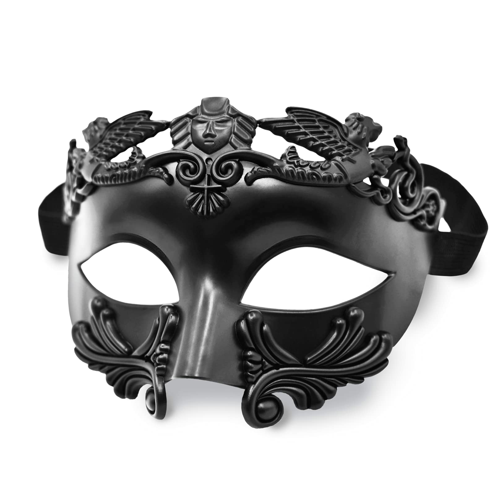MYSEUNI Black Masquerade Mask for Men - Greek